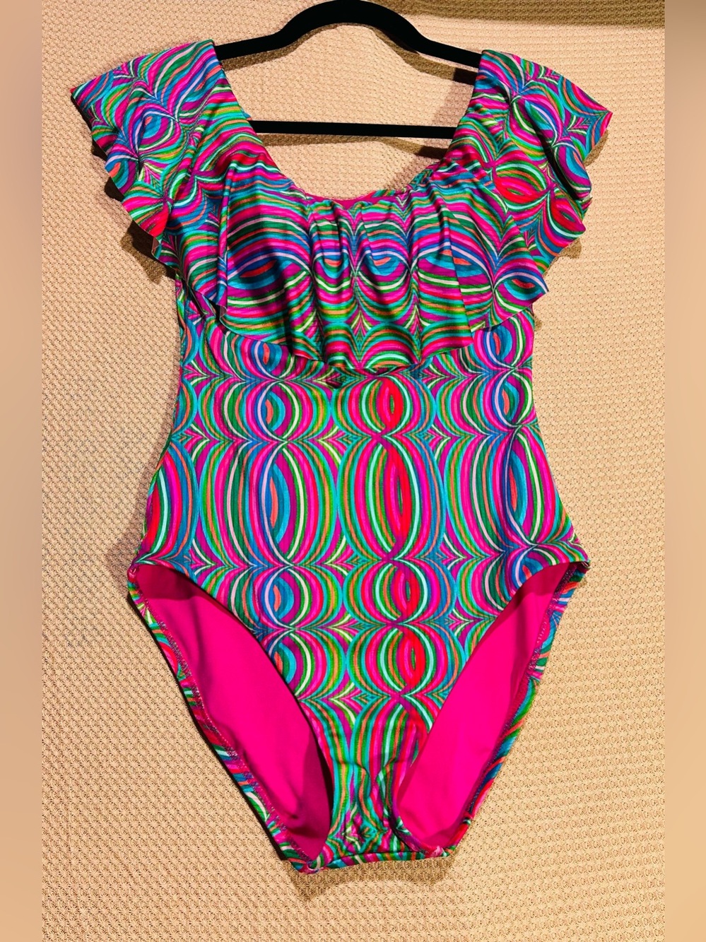 Trina Turk Multicolor Ruffle One-Piece Swimsuit Sz 6